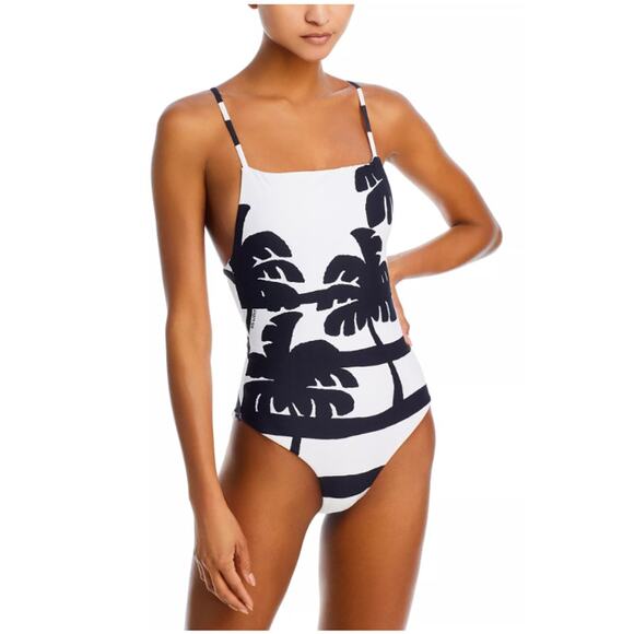 FARM RIO SIZE MEDIUM COCONUT ONE PIECE SWIMSUIT WHITE BLACK NEW - Picture 1 of 13